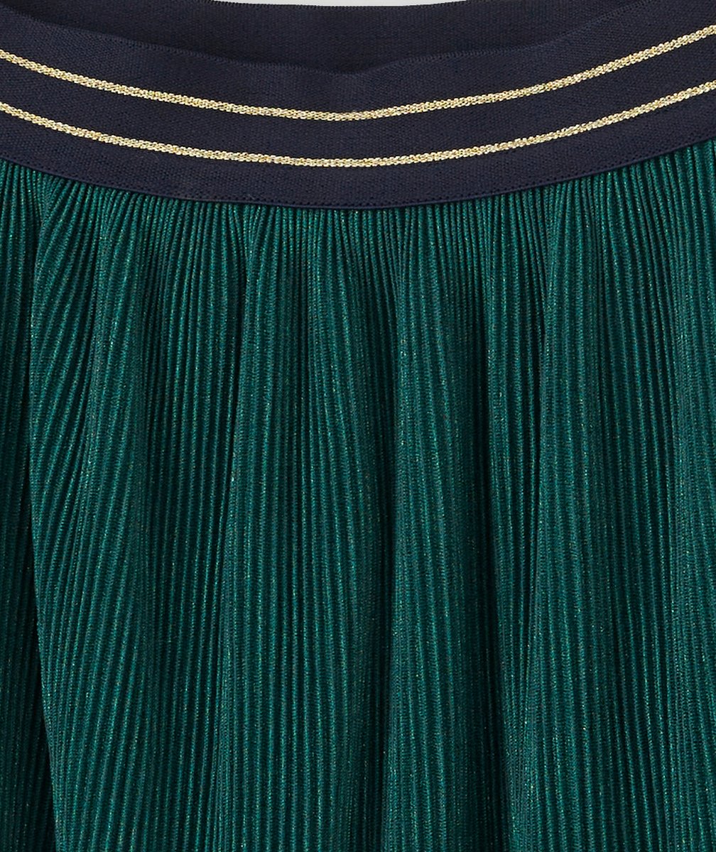 JUPE LONGUE FILLE PLISSÉE VERTE PAILLETÉE