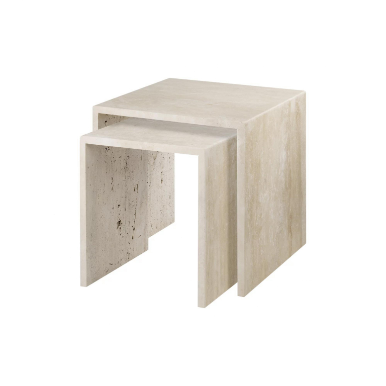 Blomus Varu bijzettafel set van 2 travertijn