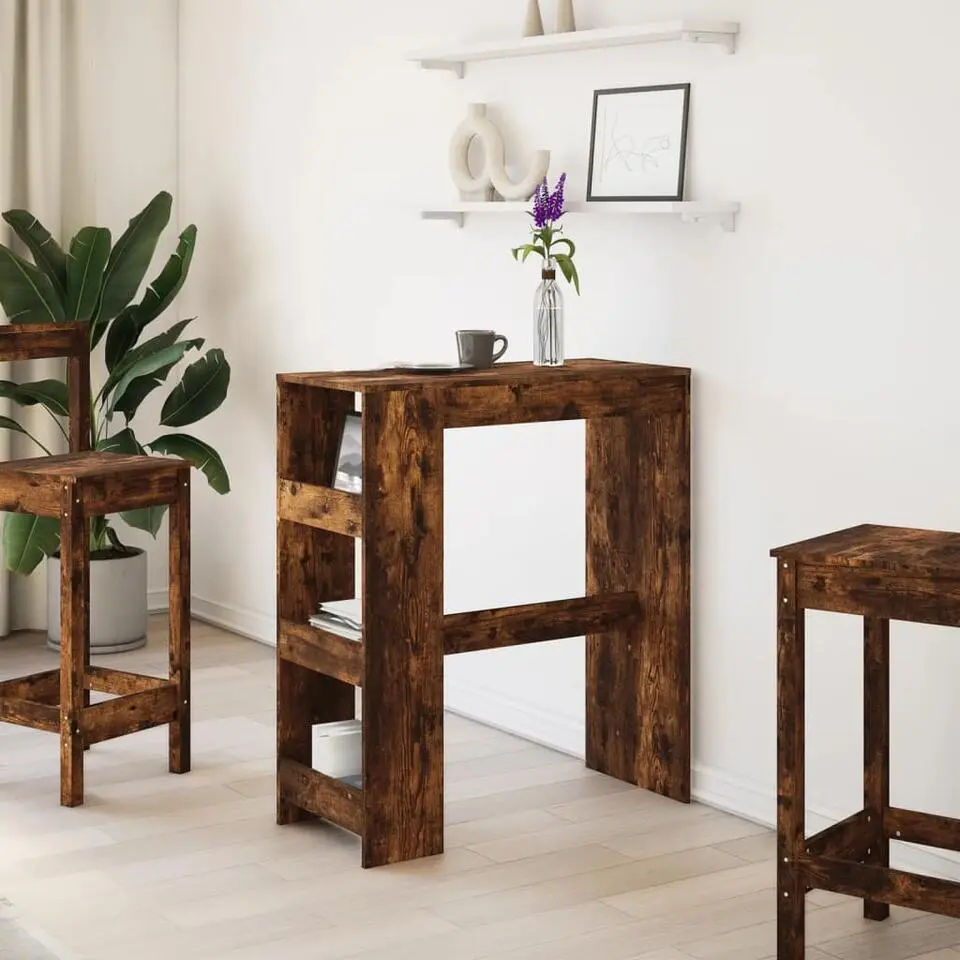 vidaXL - Bartafel met opbergruimte - Gerookt eiken - Bewerkt hout - 90x43 cm