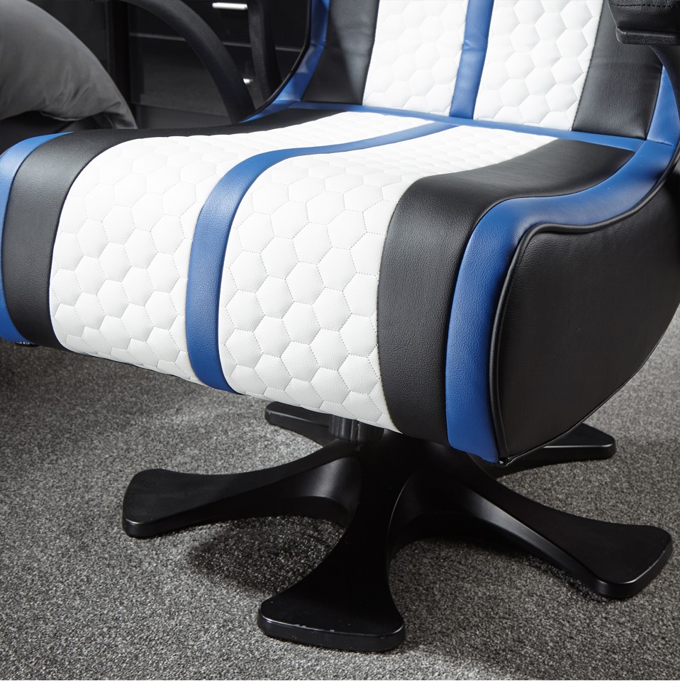 Xrocker Playstation Legend 2.1 Wireless Pedestal Chair - White, Blue And Black