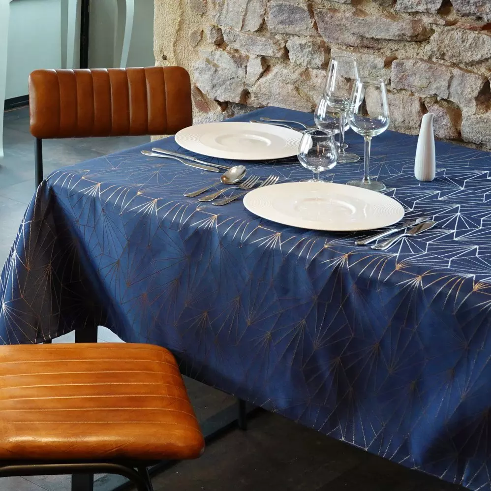 Nappe de Noël rectangulaire (145 x 300 cm) Facette Bleu