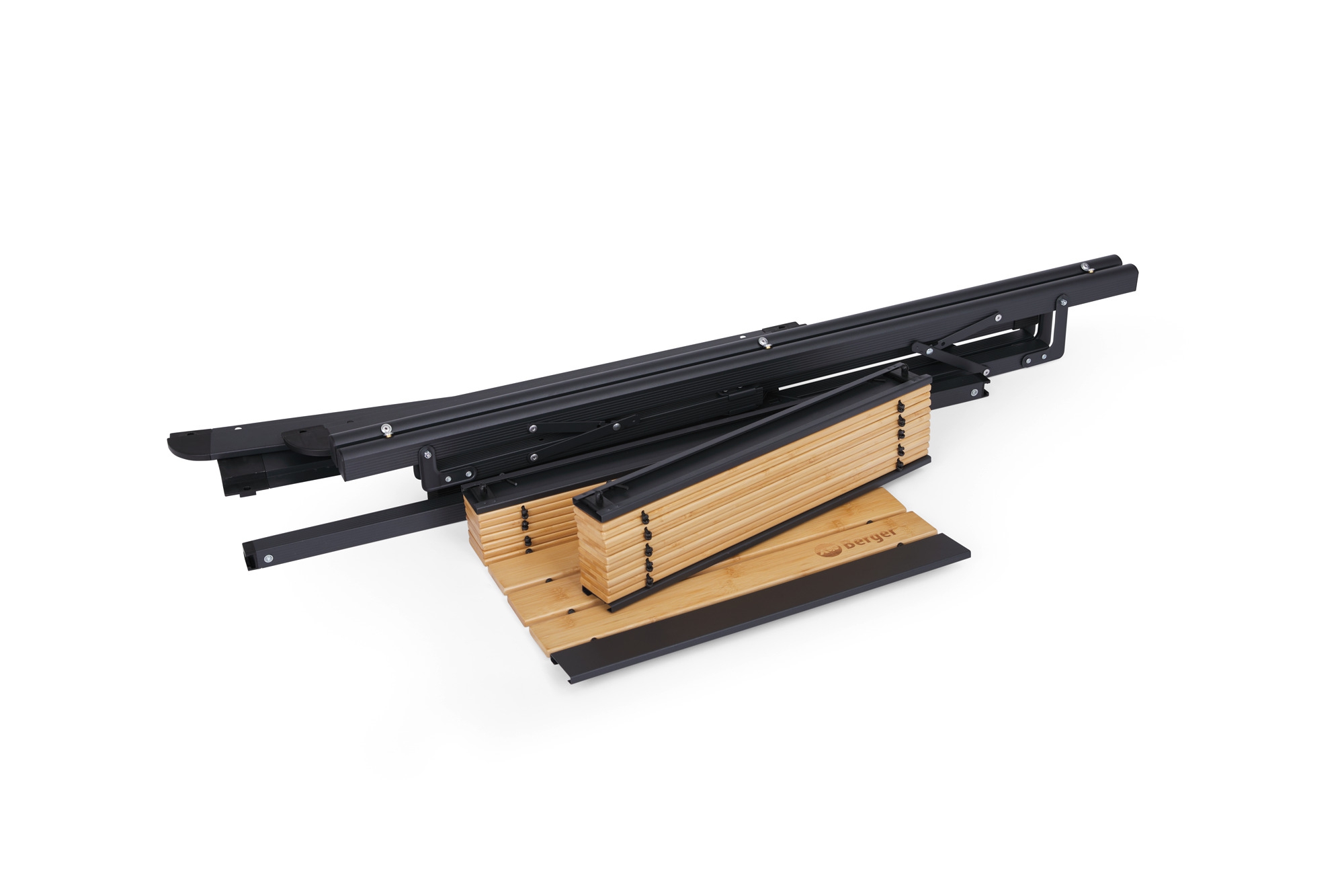 Berger Royal Alu-Bambus Rolltisch schwarz 110 x 70 cm
