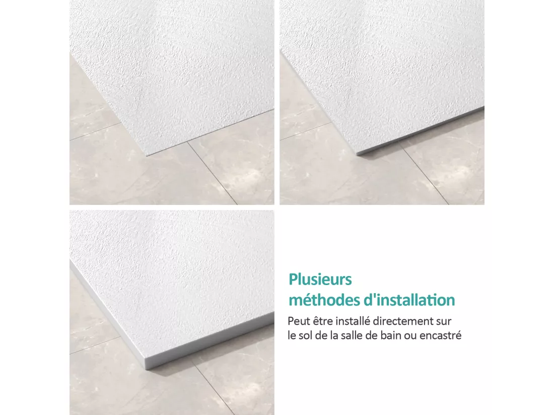 EMKE Receveur de douche receveur de douche plat antidérapant SMC receveur de douche à découper, 120x90cm | Blanc