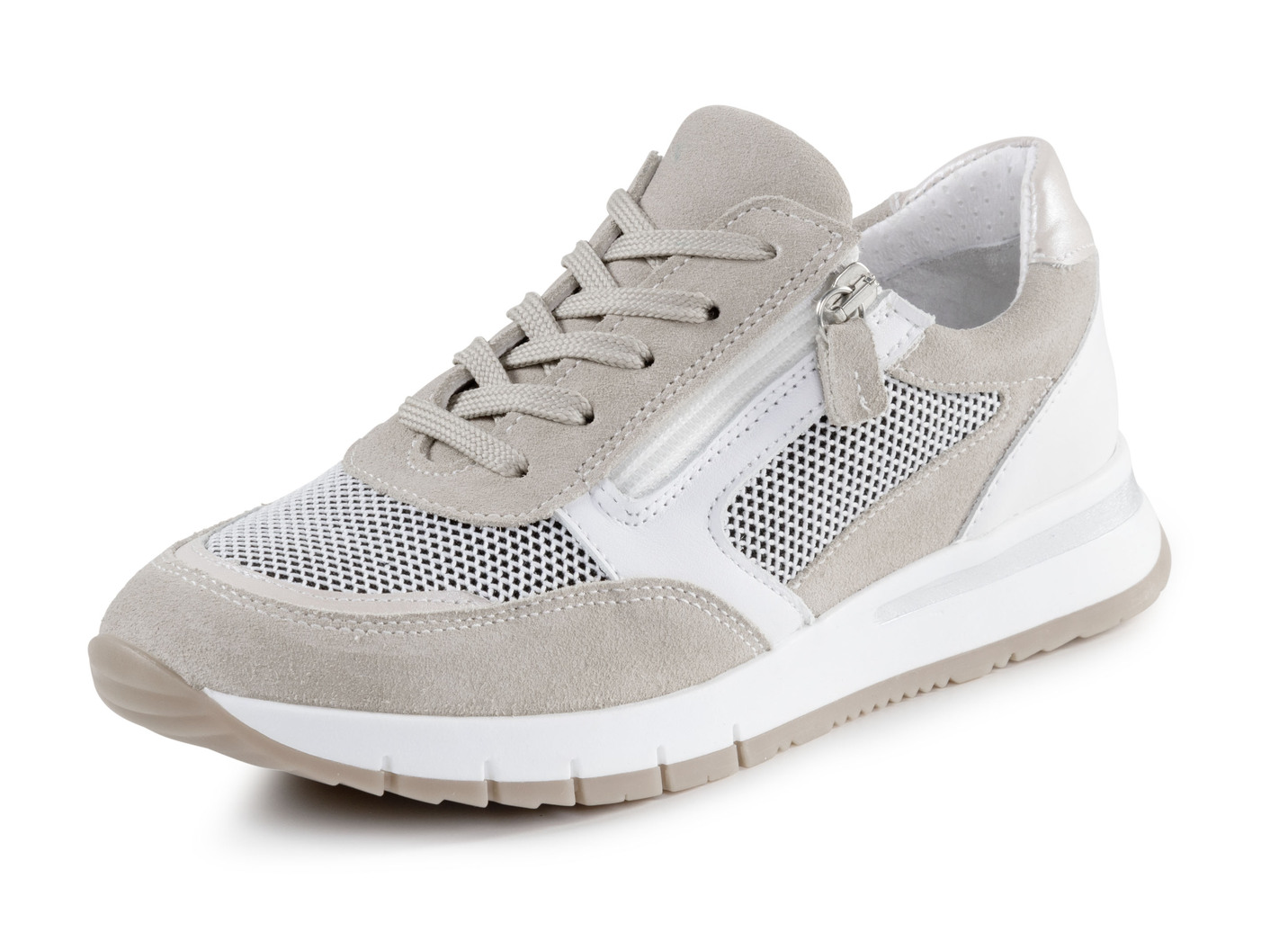 ELENA EDEN Sneaker aus Nappa-, Veloursleder und Textil in Netzoptik