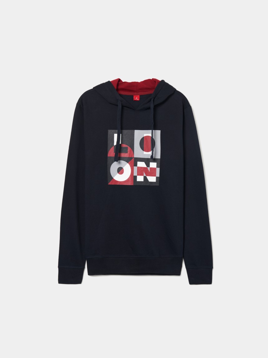 Sweater com estampado e capuz