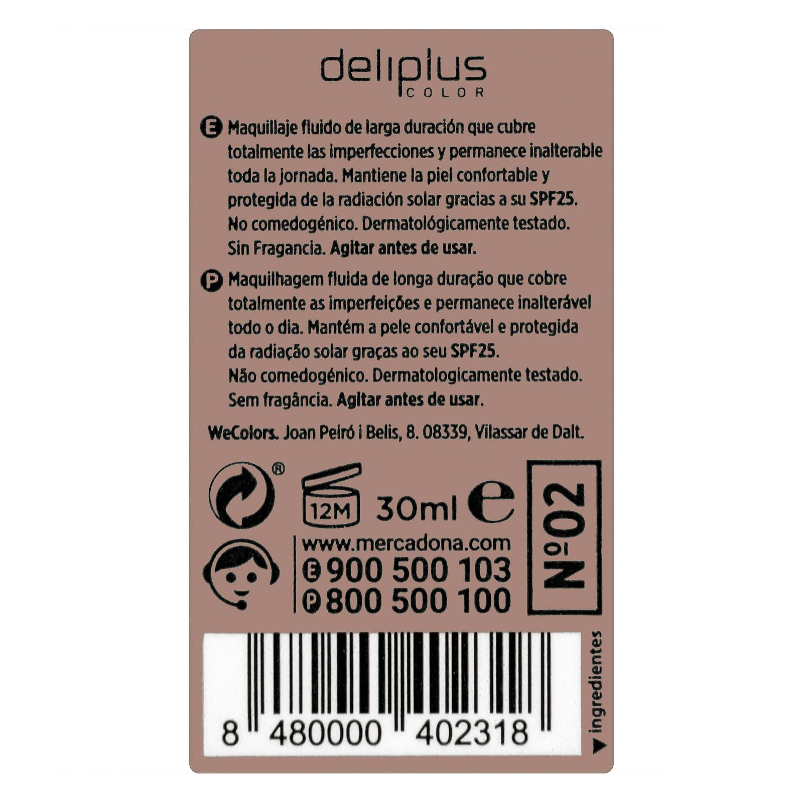 Deliplus Cover & Fix Fluid Makeup 02 Beige Rose