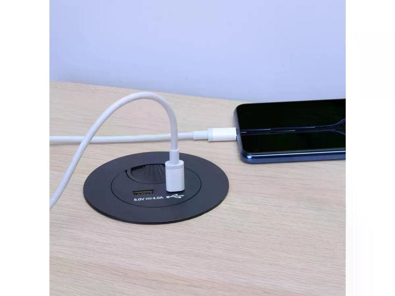 Max Hauri USB-Ladesteckdose USB A C mit Kabeldurchführung, Kabeldurchführung mit USB A und USB C Charger