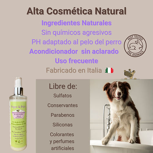 Peppo and Pets - Spray condicionador feito com ingredientes naturais para cães - Com óleo de jojoba