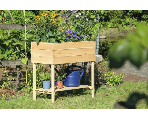 Verhoogd tuinbed op palen, dobar, inclusief plank, 80 x 40 x 78 cm, naturel