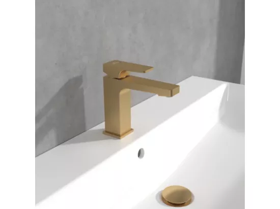 Mitigeur lavabo VILLEROY ET BOCH Architectura Square avec tirette Or brossé
