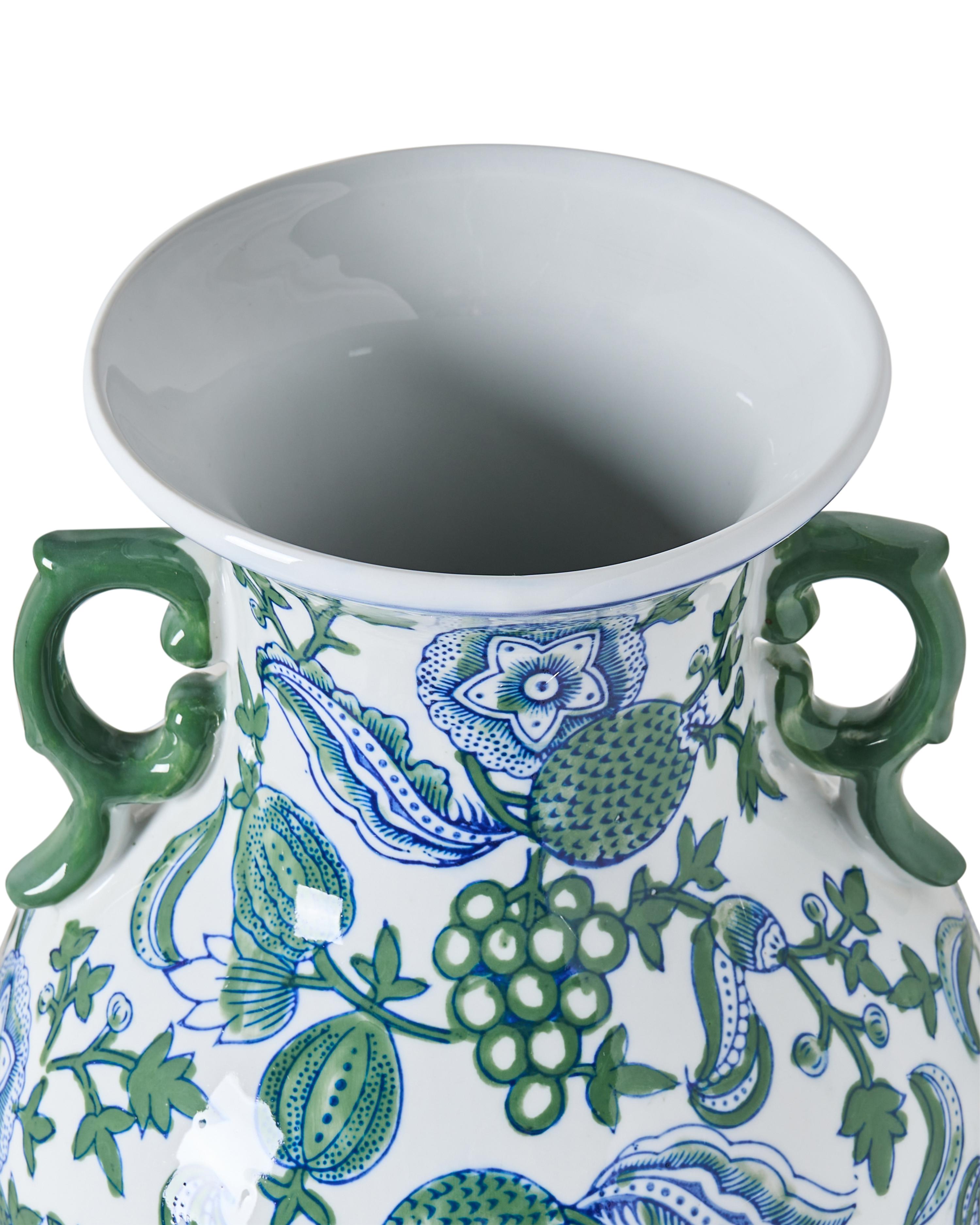 Bloemenvaas SEGOWIA Porselein 47 cm Wit/blauw