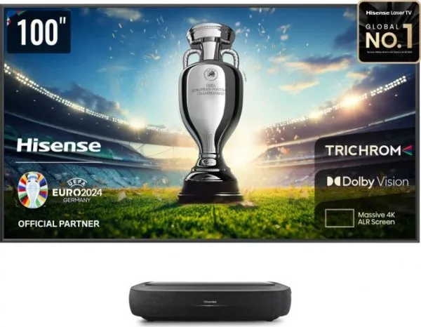 Hisense Laser TV 100L9HD - DLP-projektor - laser - 3000 lumen - 3840 x 2160 - 16:9 - 4K - ultrakort kast objektiv - Wi-Fi / Bluetooth / LAN - sort, mørkegrå - med 100