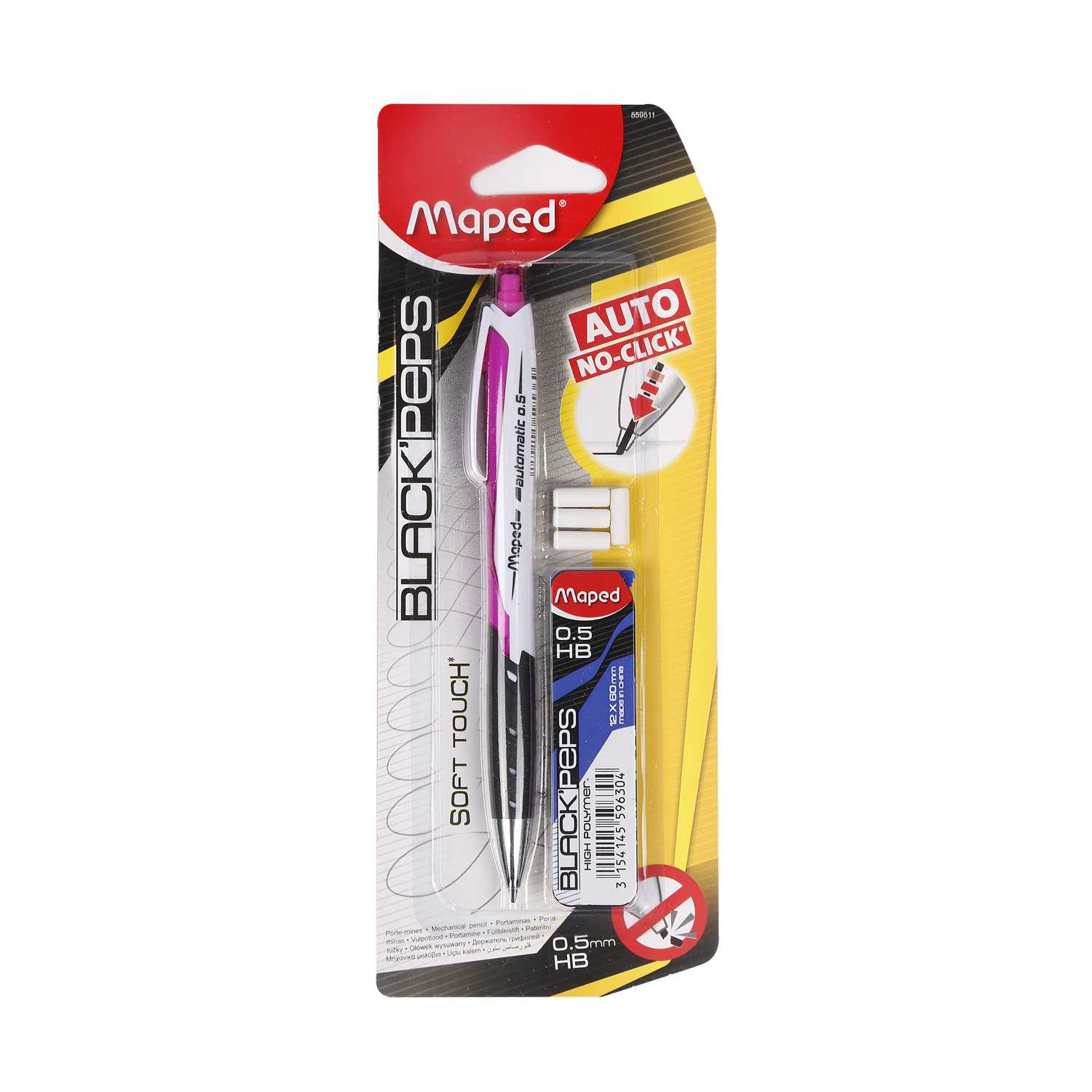 Maped Druckbleistift 0,5mm inkl. 12 Minen und 4 Radierern