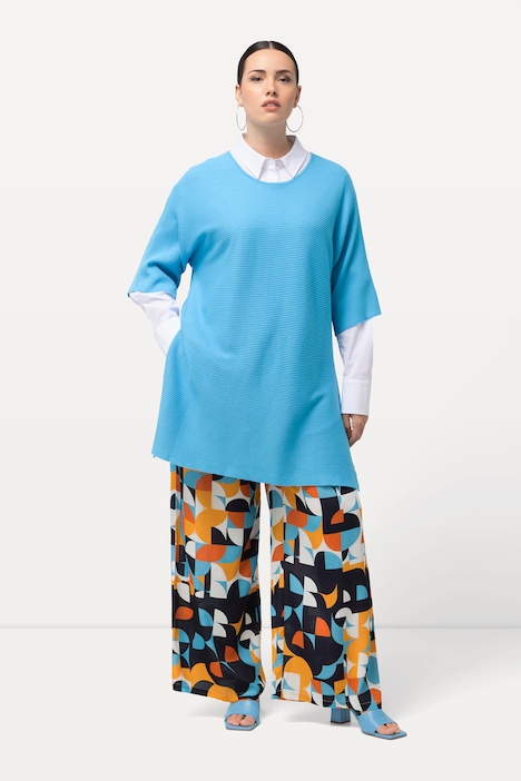 Pullover, offene Seiten, Oversized, Rundhals, 3/4-Arm