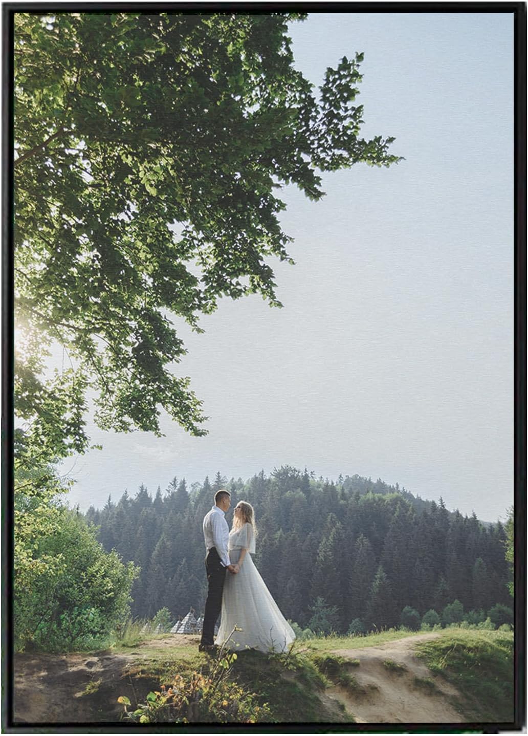 Personalisierbare Aluplatte im Edlen Holzrahmen - Ihr Foto auf Premium Material, Verschiedene Größen verfügbar (Alu-Dibond gebürstet, 50 x 70 cm)