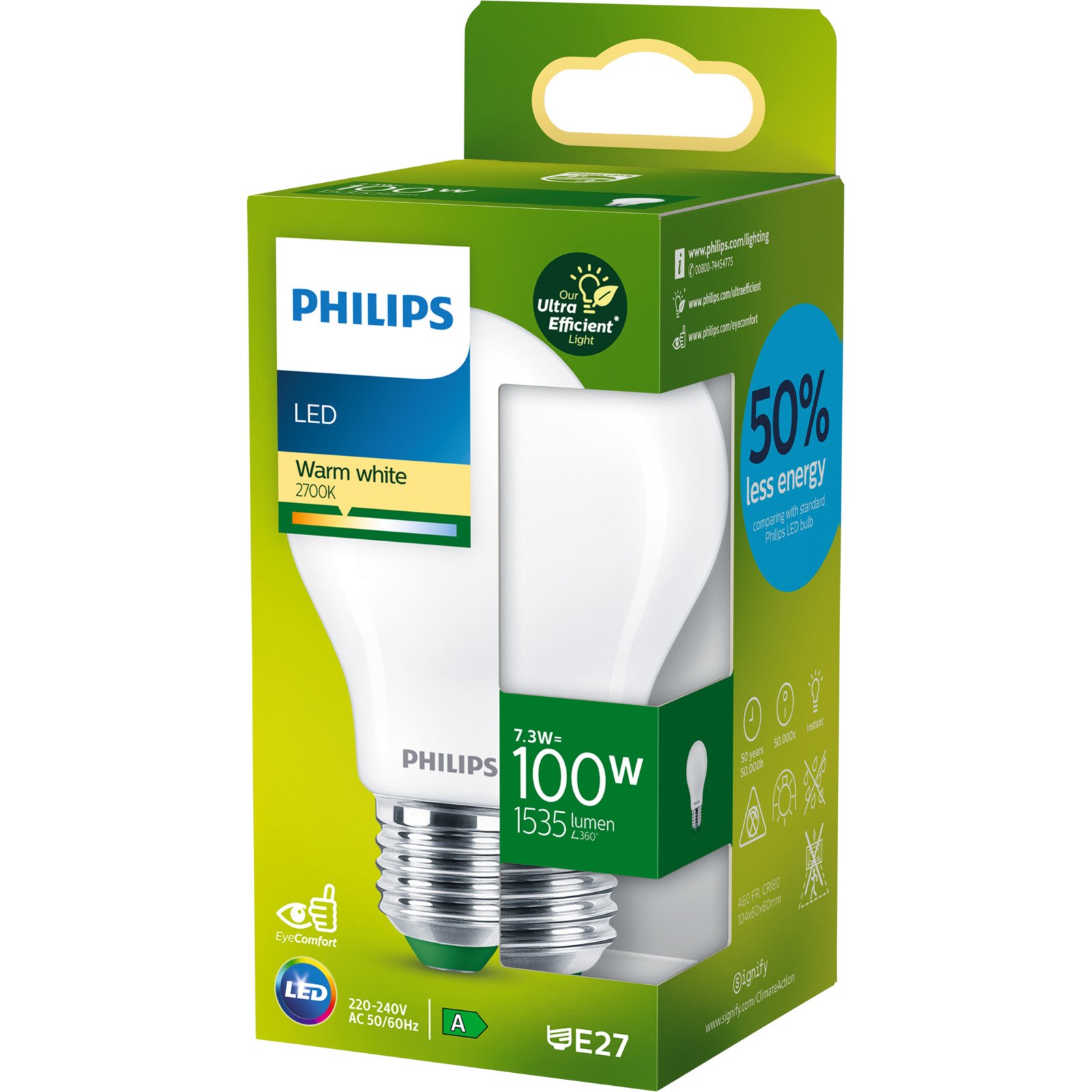 Philips LED-Leuchtmittel CLA 100WA60 E27 2700K FR UE SRT4
