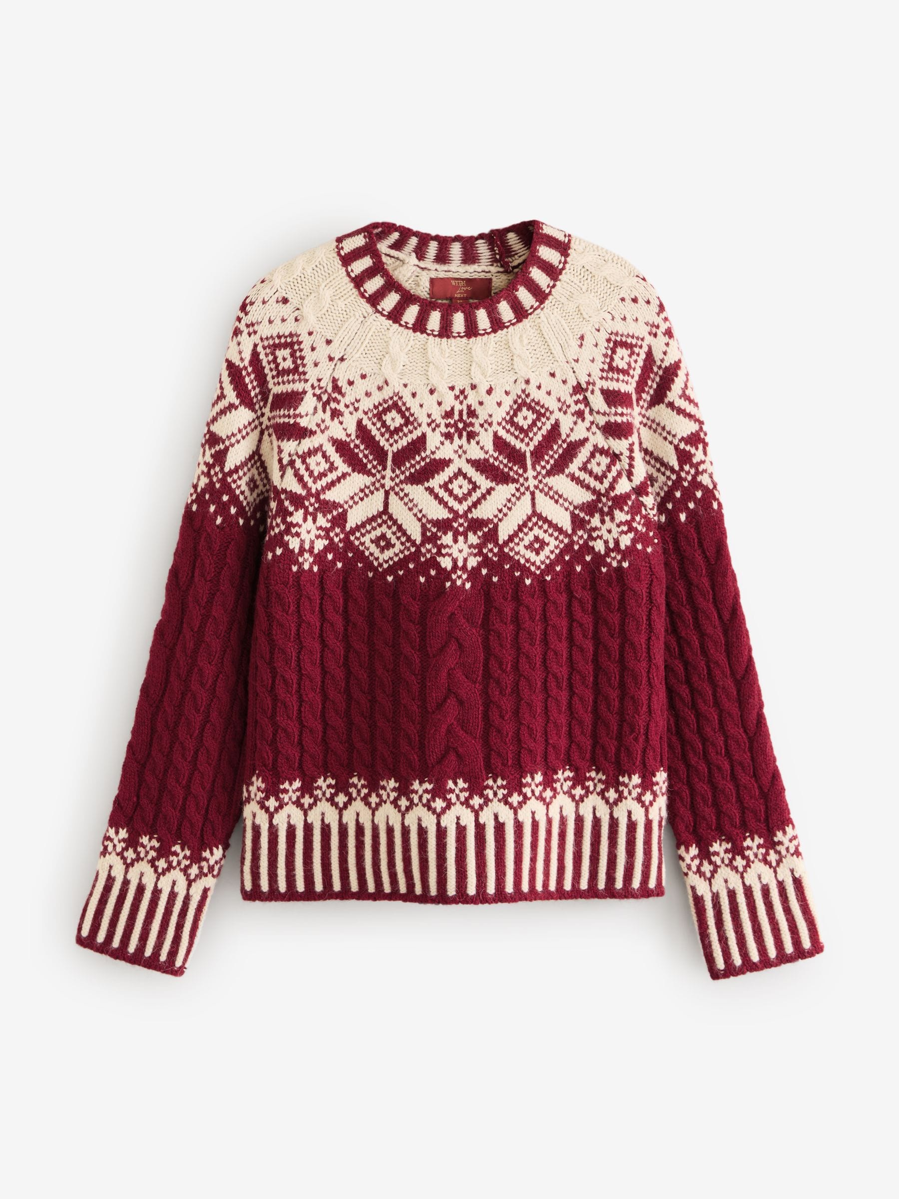 Rood met fairislemotief - Gebreide kersttrui