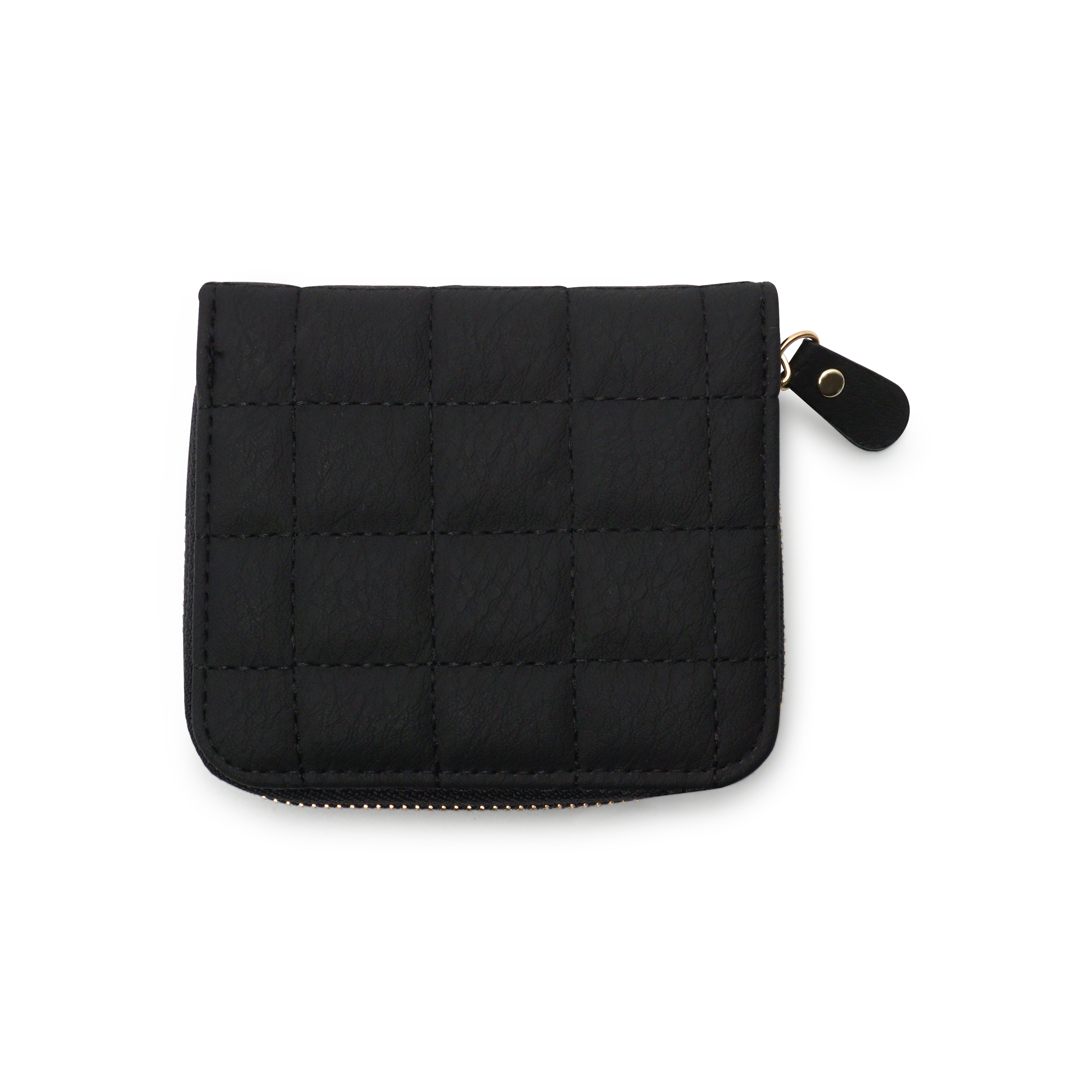 (11x10cm) Leder Geldbörse Fashion Portemonnaie mit 8 Kartenfächern - Schwarz