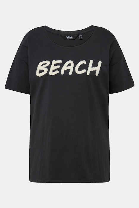 T-Shirt, Frottee-Schriftzug, Oversized, Rundhals, Halbarm