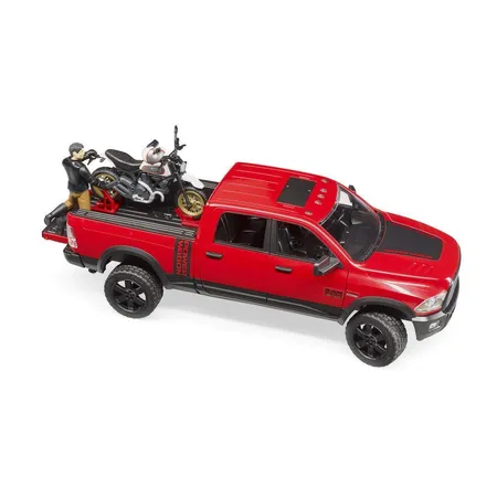 BRUDER® 2502 RAM 2500 Power Wagon mit Scrambler Ducati Desert Sled und Fahrer