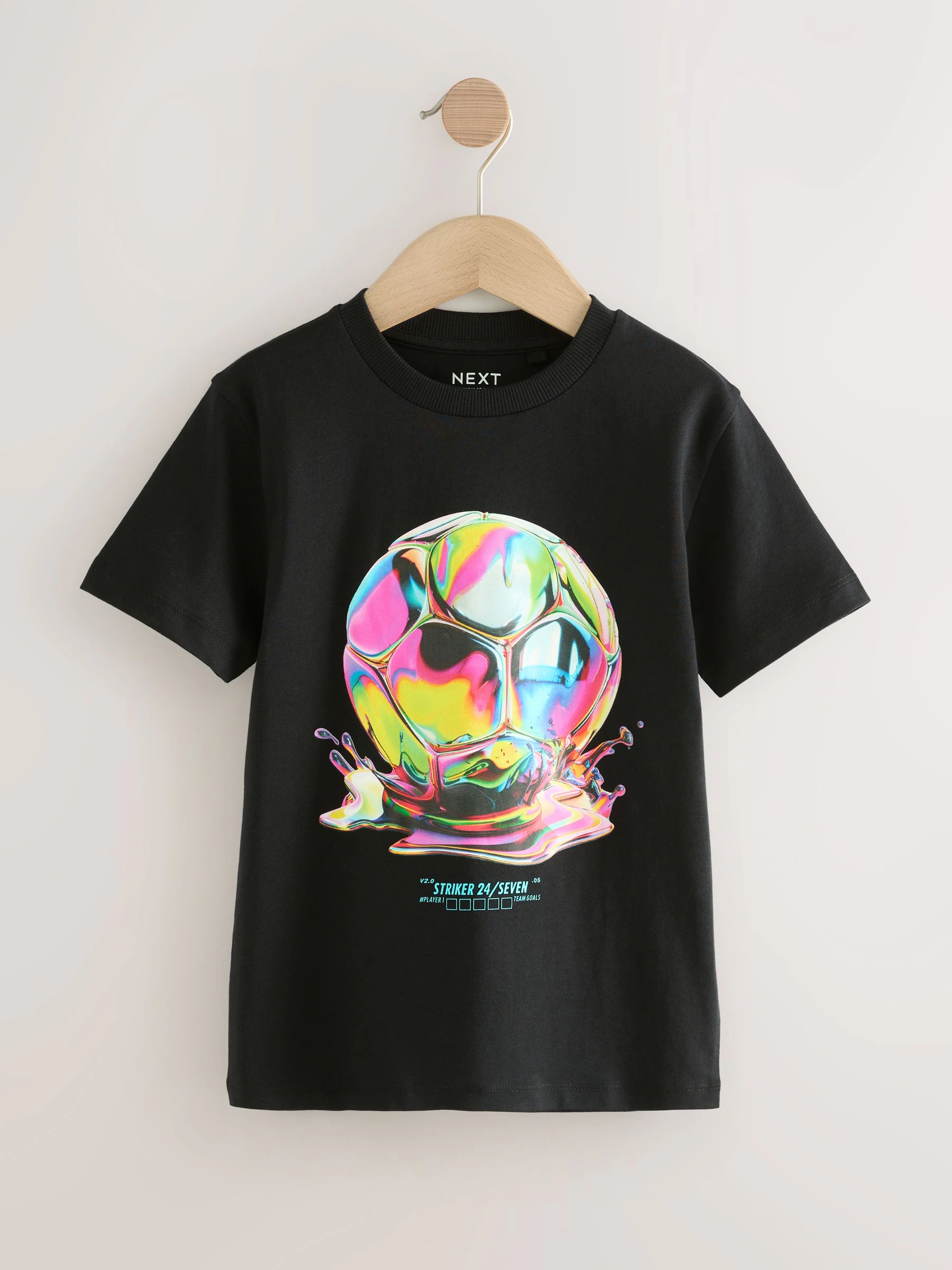 Zwart/wit/meerkleurig met voetbalprint - Regular fit T-shirts met grafische print en korte mouwen 3 stuks (3-16jr)