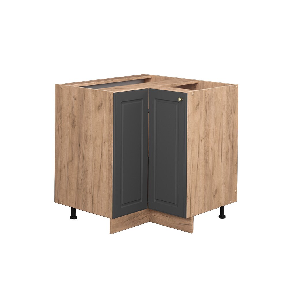 Vicco Eckunterschrank Küchenschrank Küchenmöbel Fame-Line Eiche Anthrazit-Gold Landhaus 87 cm Küche Eckküche Einbauküche Doppel-Drehtür Einlegeboden Blende Küchenzeile