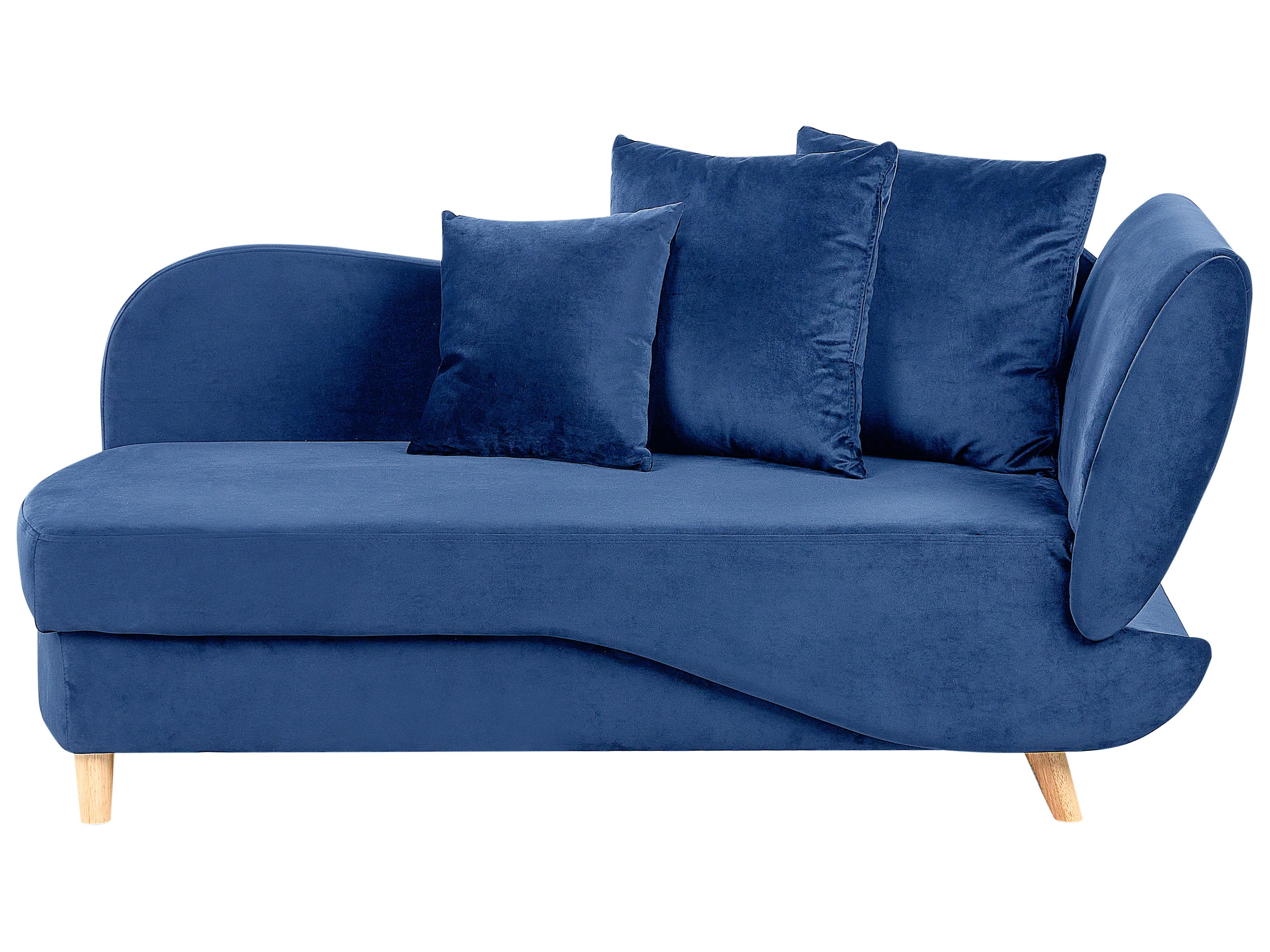 Rechtszijdige chaise longue MERI Fluweel Marineblauw met opbergruimte