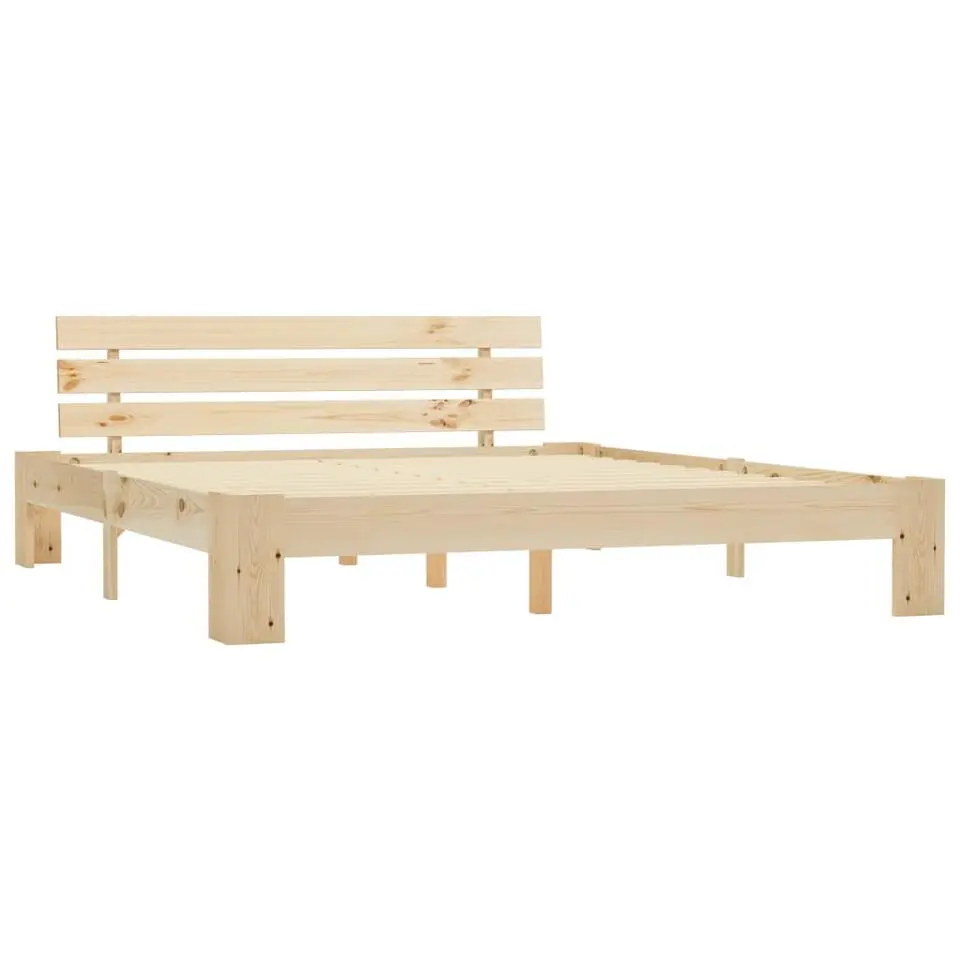 vidaXL - Bed frame met hoofdbord - Naturel - Massief grenenhout - 160x200 cm
