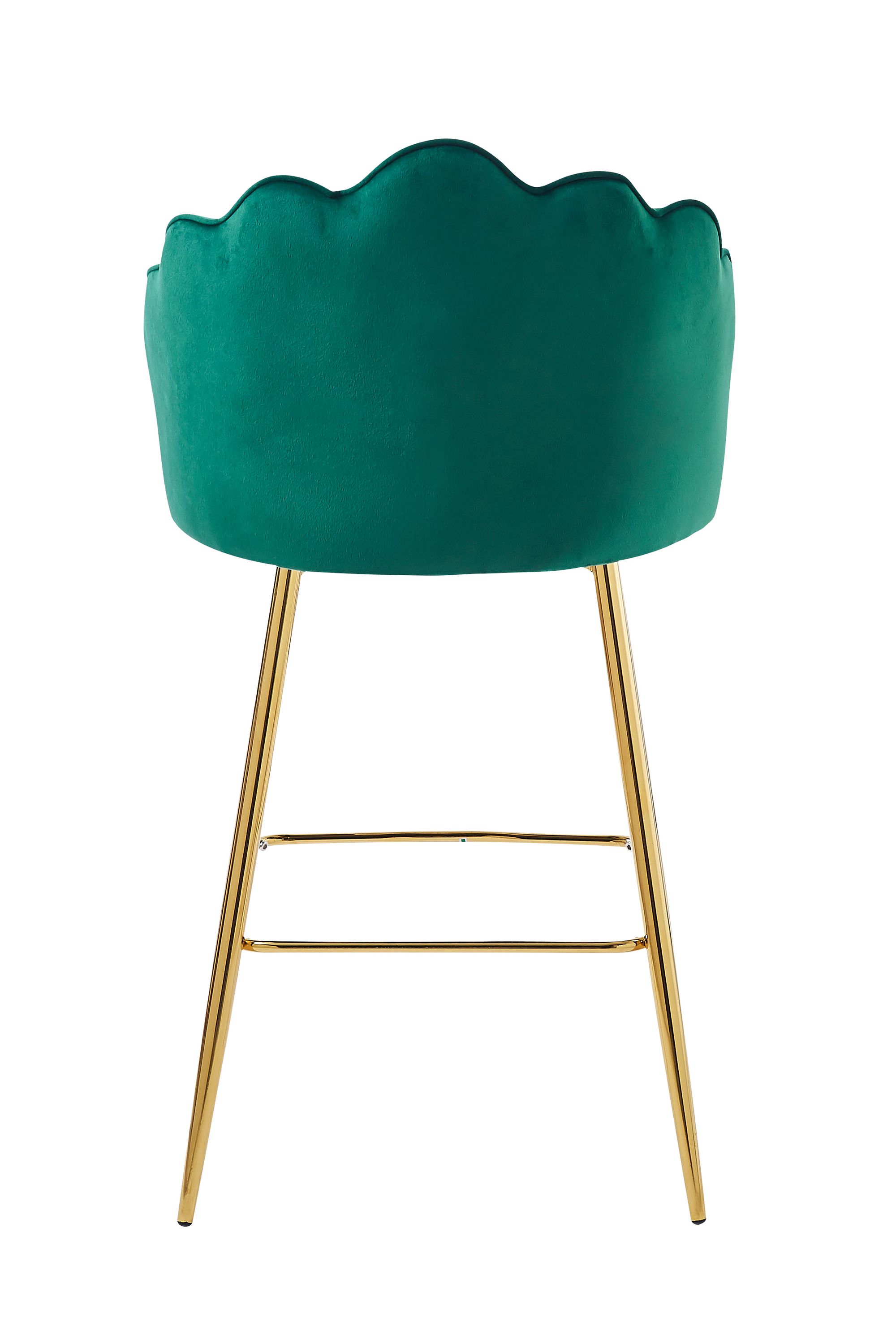 Barhocker Muscheldesign 2er Set aus Samt Grün Tresen Hocker Sitzhocker