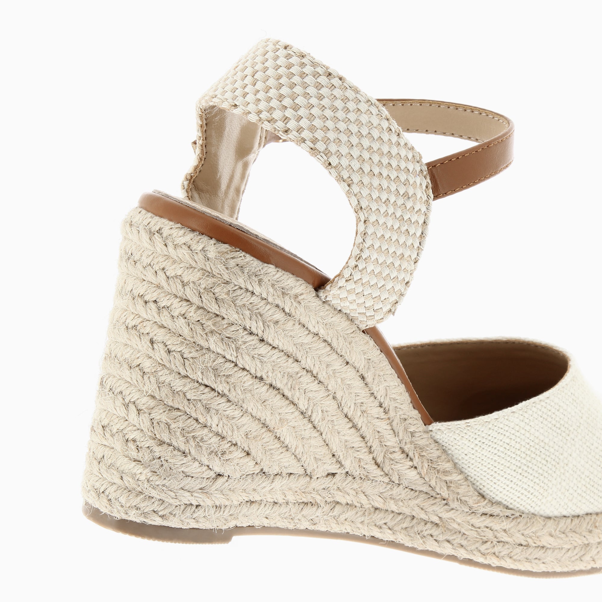 Sandales à talon, Compensées-Sandales compensées Lilou beige clair effet tissé