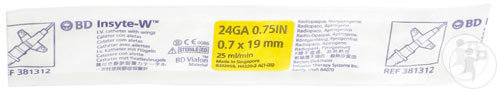 BD Insyte-W Cathéter IV 24G 3/4 0,7x19mm Jaune 1 Pièce (381312)