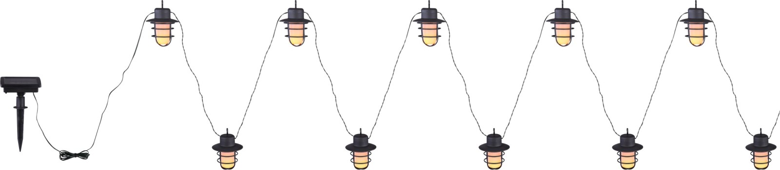 LED-Solar-Lichterkette - schwarz - 10-flammig