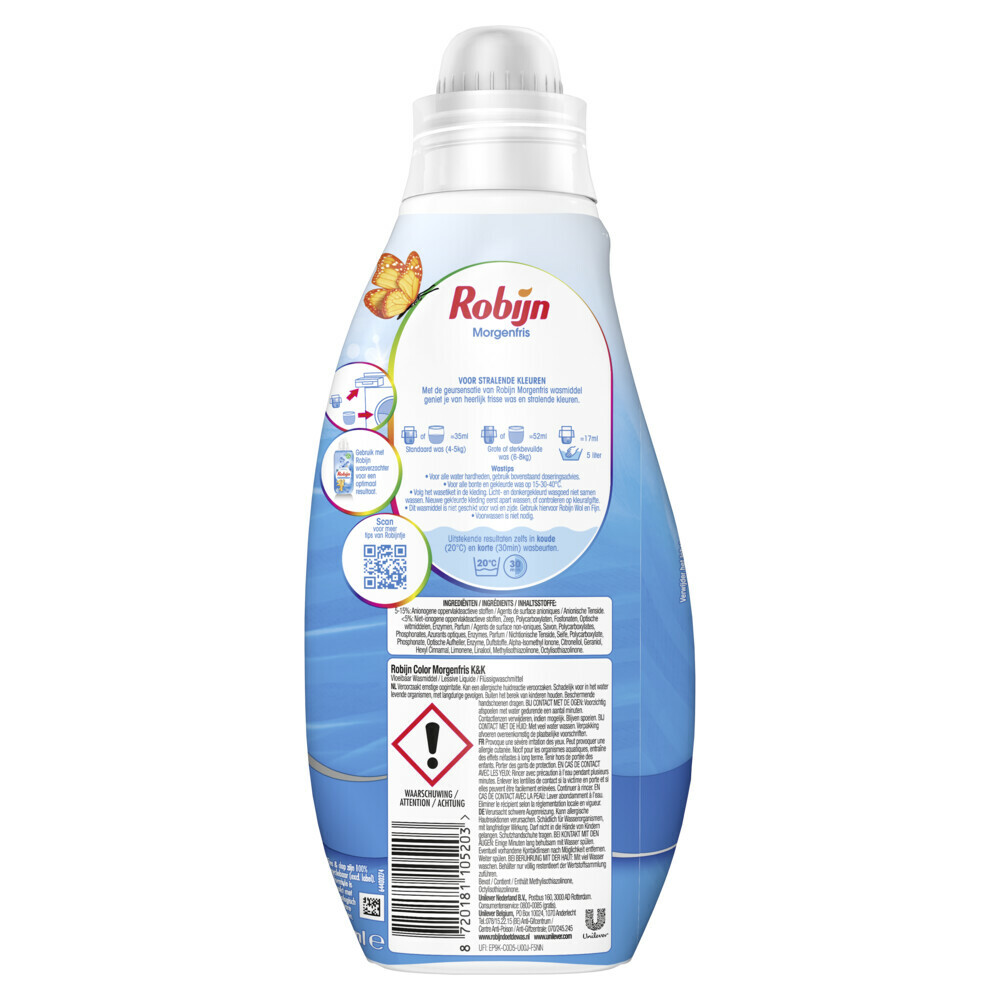 Robijn Klein & Krachtig Wasmiddel Morgenfris Color 19 Wasbeurten665 ml