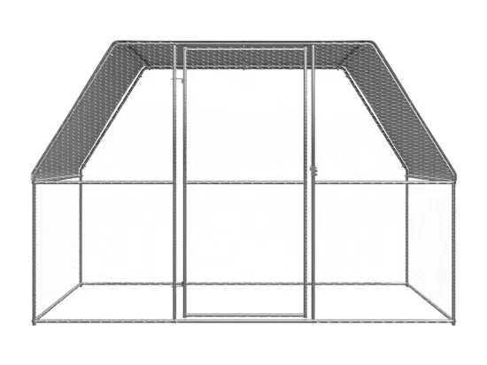 Poulailler argenté et gris 3x2x2 m acier galvanisé