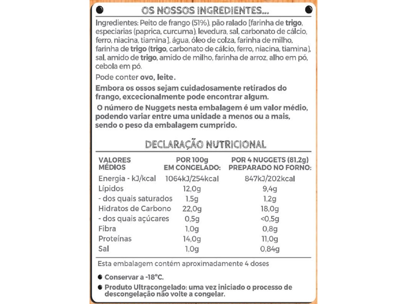 NUGGETS IGLO FRANGO 18UN 375G