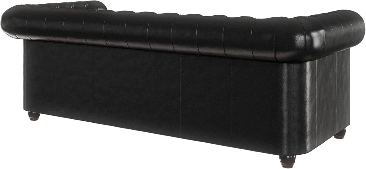 George Sofa 3-Sitzer Chesterfield-Sofa für Wohnzimmer Lounge Couch Aus Veganem Leder Möbel Freistehende Polster Sofas & Couches Couchgarnitur Schwarz 203 x 86 x 72 cm