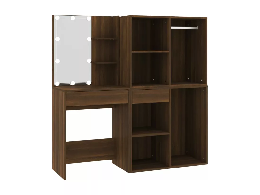 Coiffeuse table de maquillage bois beige 60 x 40 x 140 cm 02_0006374