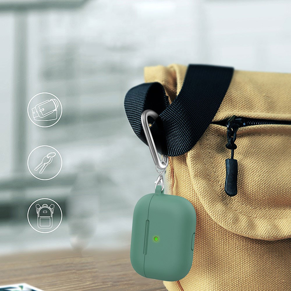AirPods (3. Generation) Silikon Schutzhülle Abdeckung mit Karabinerhaken - Grün