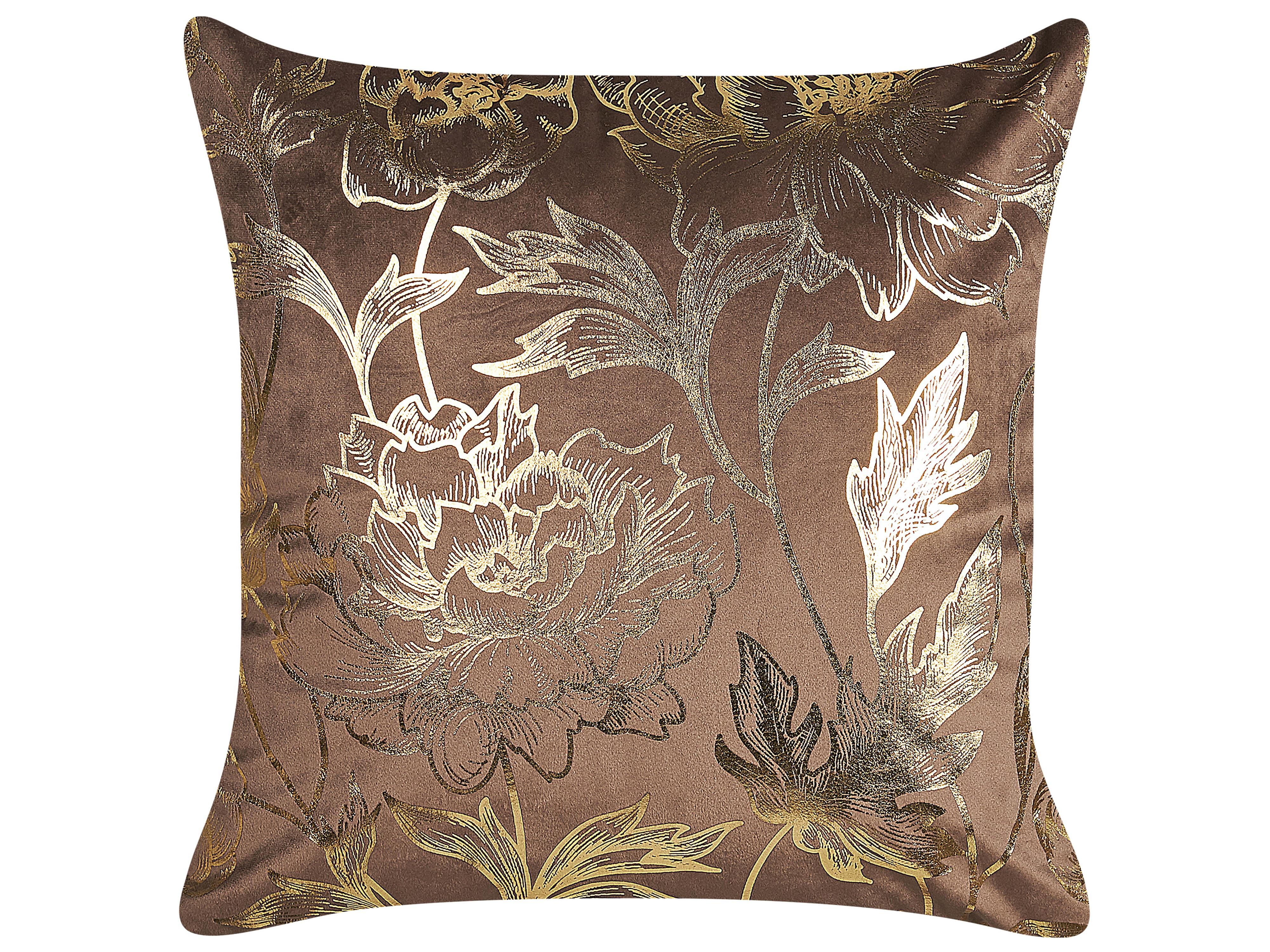 Set van 2 sierkussens DAFFODIL Fluweel 45 x 45 cm Bruin bloempatroon