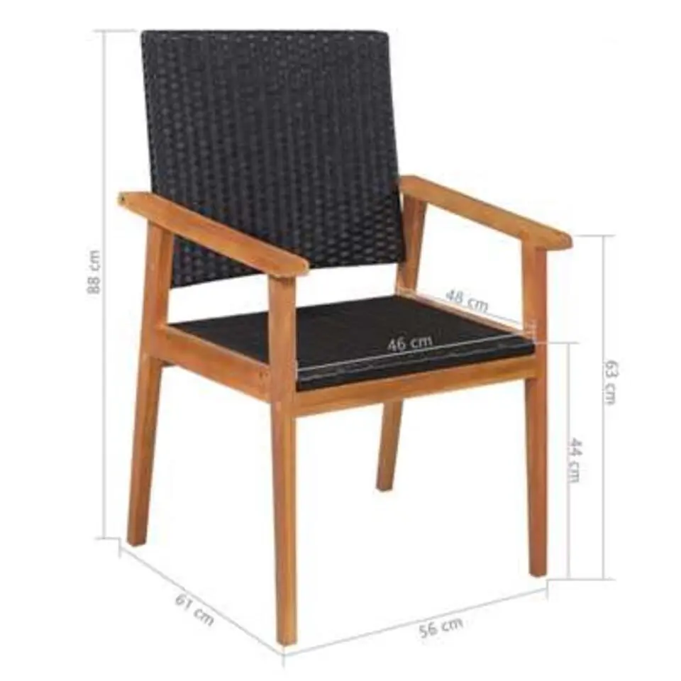 vidaXL - Tuinset - Zwart - Poly rattan
