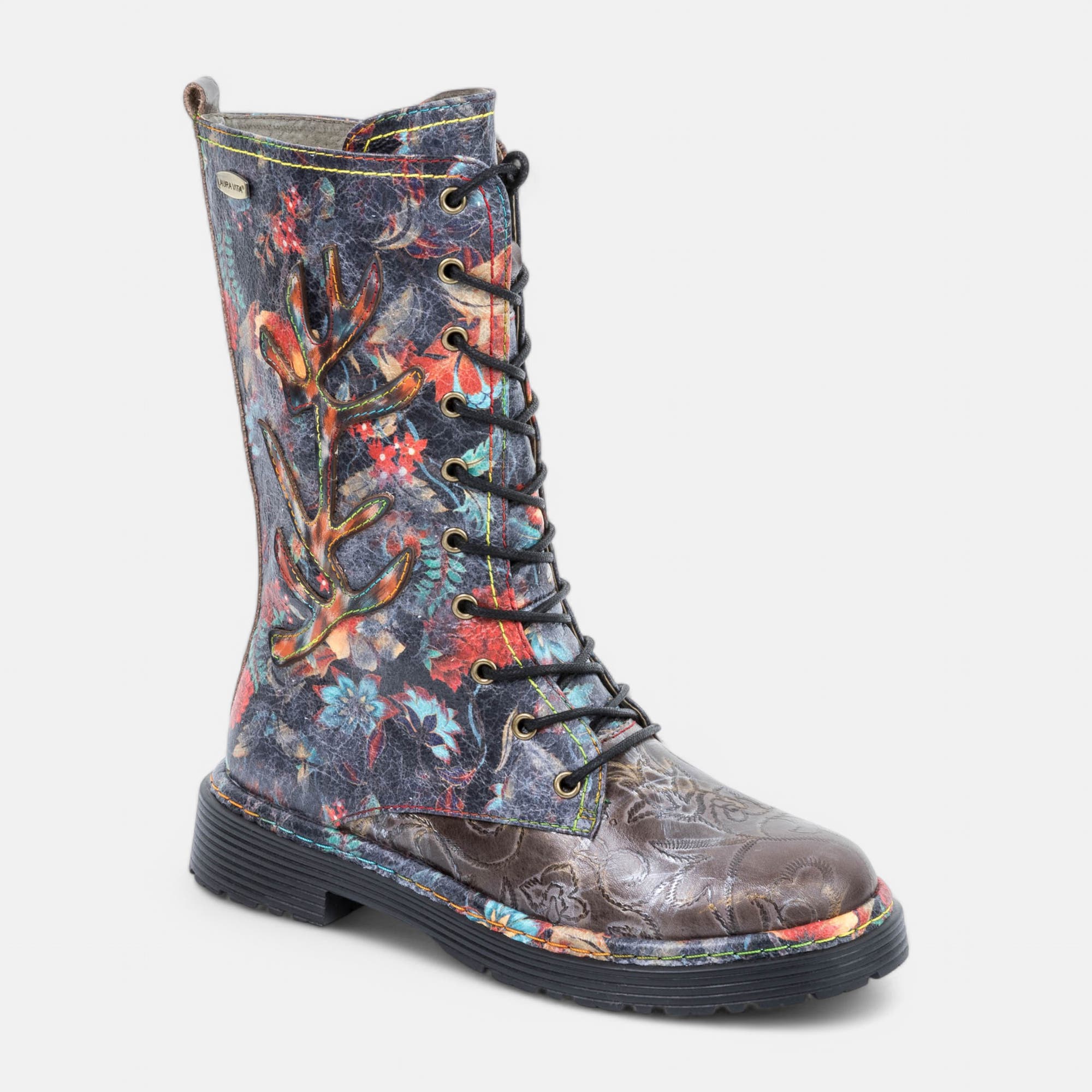 Bottes Femme en cuir gris