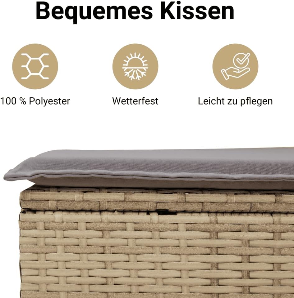 vidaXL Gartensofa 2-Sitzer mit Dach Hockern, Outdoor Sofa Gartenmöbel, Garten Lounge Set Terrasse, Terrassenmöbel Zweisitzer, Beige Poly Rattan