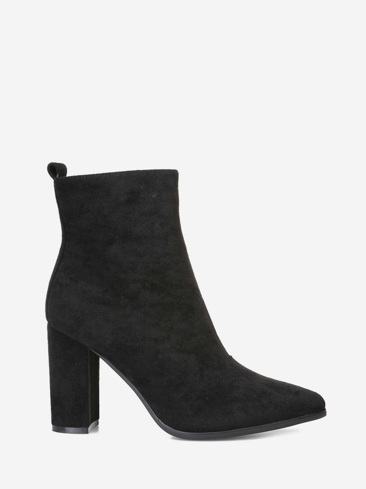 Bottines en suédine à bout pointu- Noir