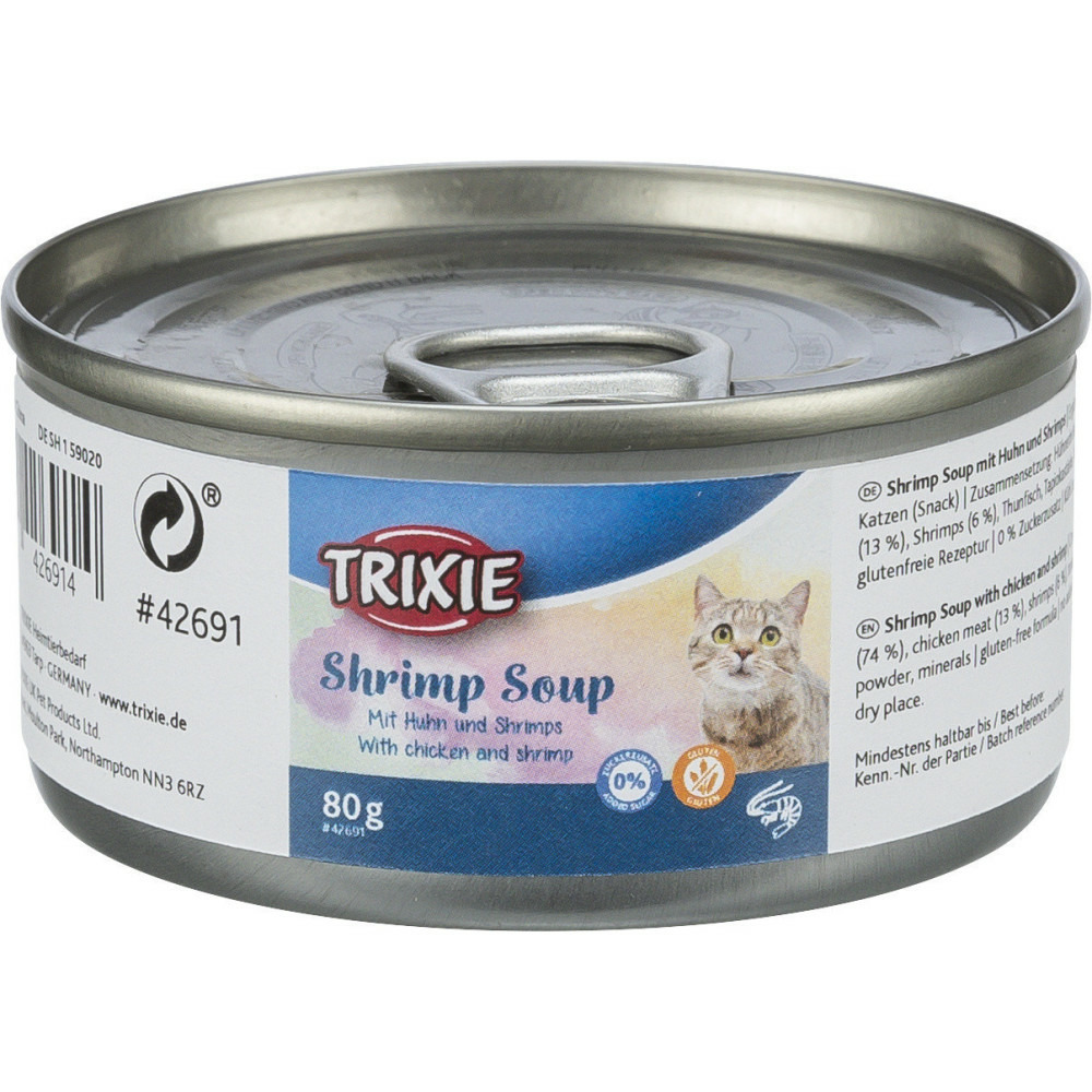 Soupe au poulet et aux crevettes 80 g pour chat