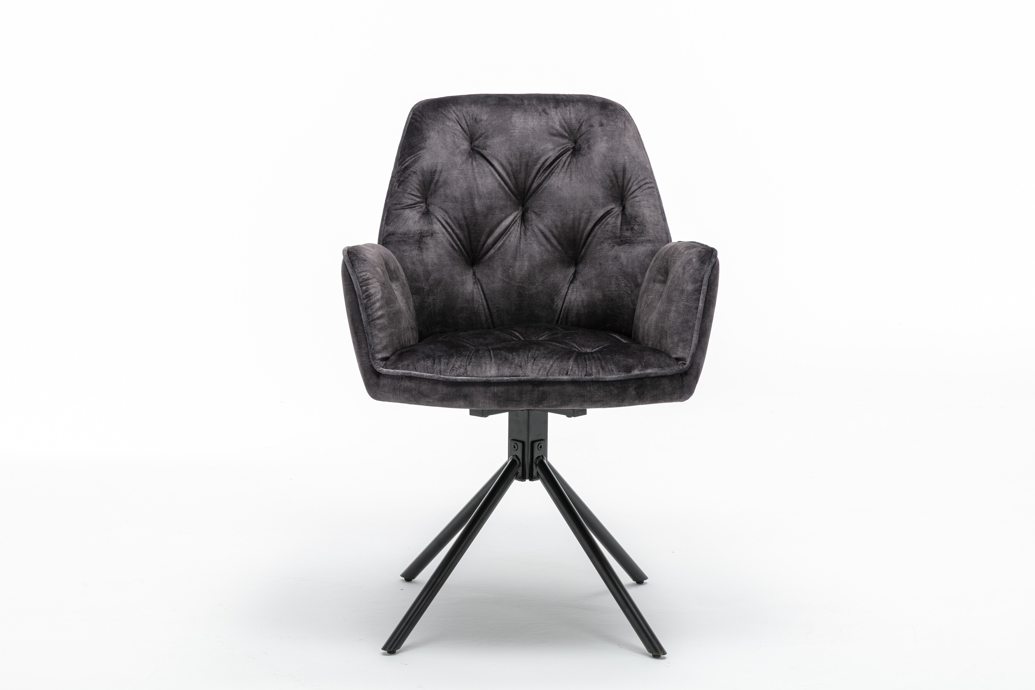 byLIVING Esszimmerstuhl SARINA, 2-er Set, Samtbezug anthrazit, Gestell schwarz