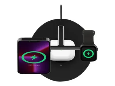 Belkin BoostCharge Pro - Trådløs opladningsstander - med MagSafe   AC-strømadapter - 15 Watt - Fast Charge - sort