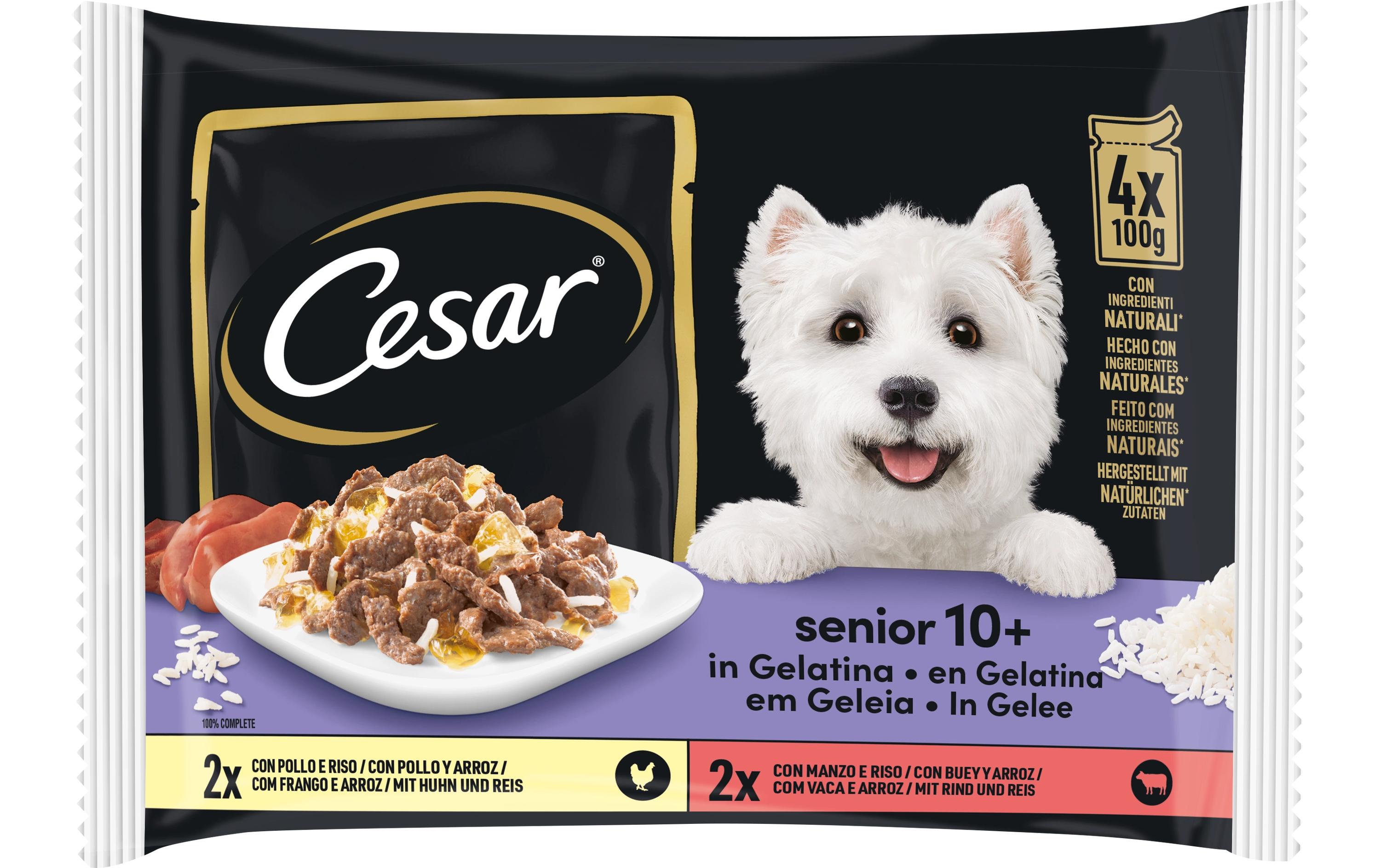 Senior Beutel 10+ in Gelee 4 x 100 gSchonend zubereitetes Menü im feinen Gelee speziell für ältere Hunde ab 10 Jahren