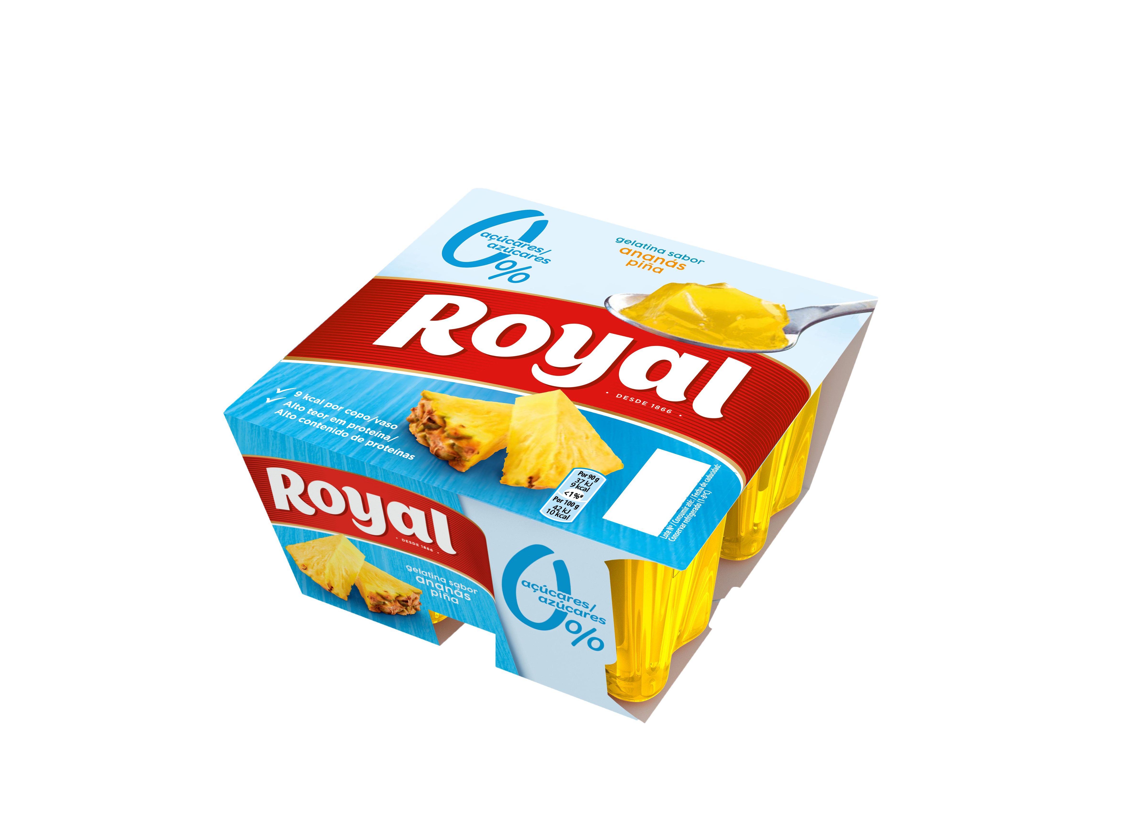 GELATINA ROYAL ANANAS 0% DE AÇÚCAR 4X90 G