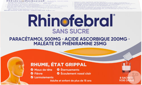Rhinofebral Poudre Pour Solution Buvable Sans Sucre 8 Sachets