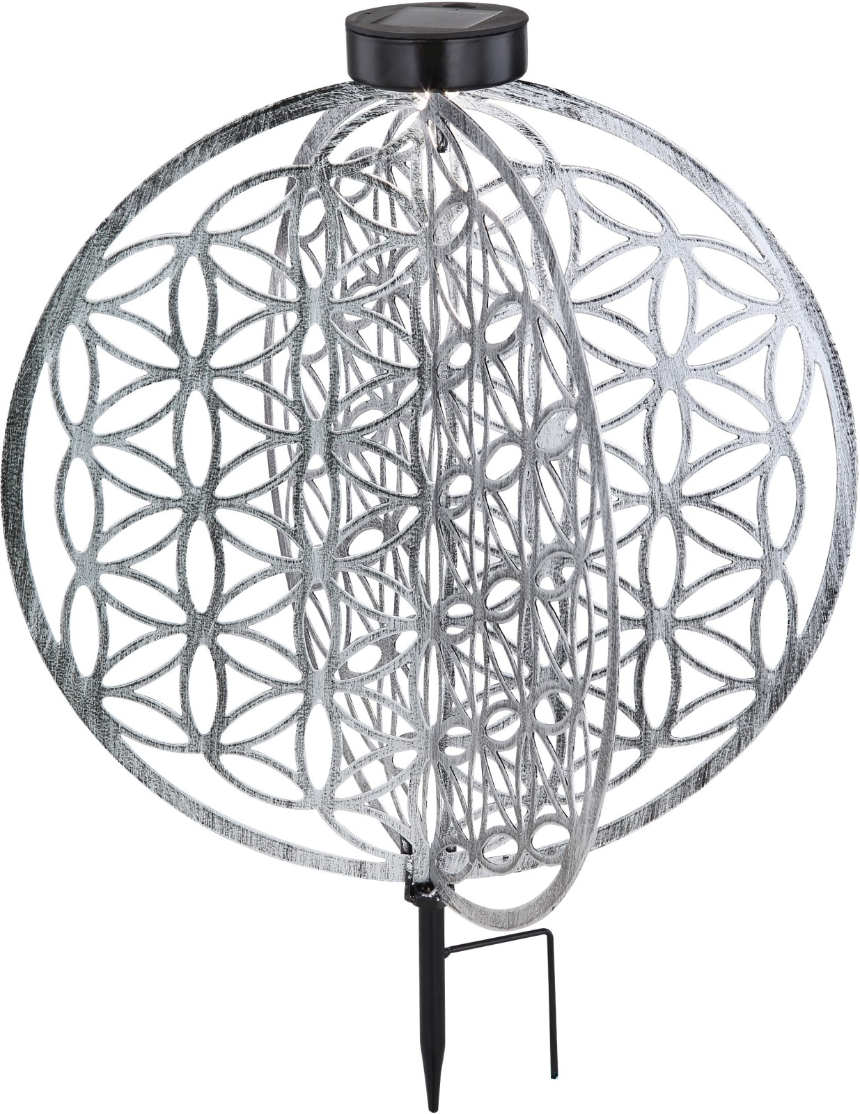 Solarleuchte mit Lebensblume - silberfarben - Metall